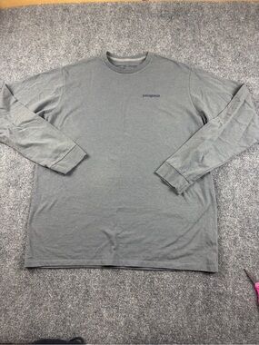PATAGONIA Mens Grey Mountain Logo Long Sleeve Regular Fit Responsibili-Tee Large